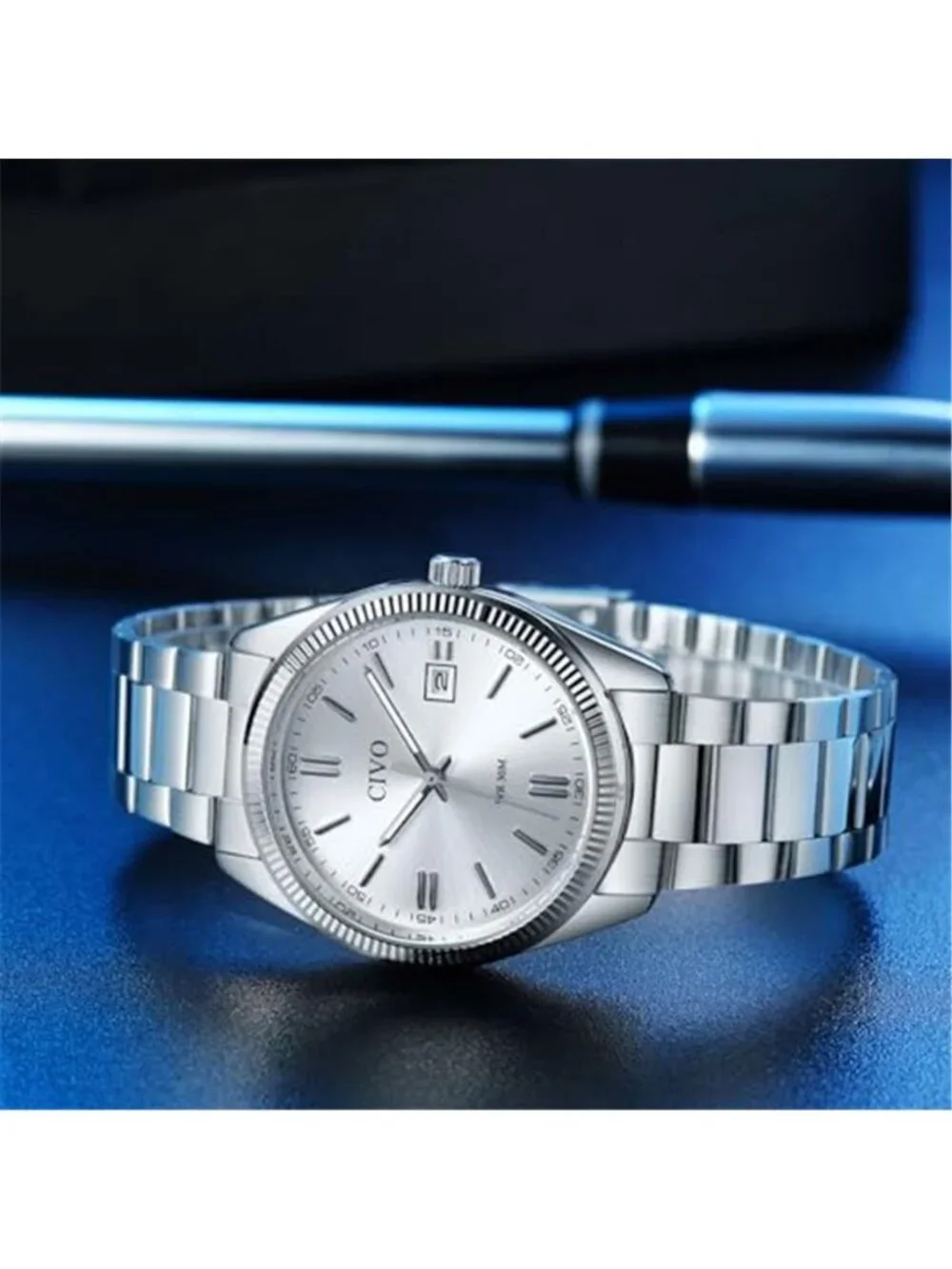 Watch for Men Analog Silver Wrist Quartz Movement Stainless Steel Luminous